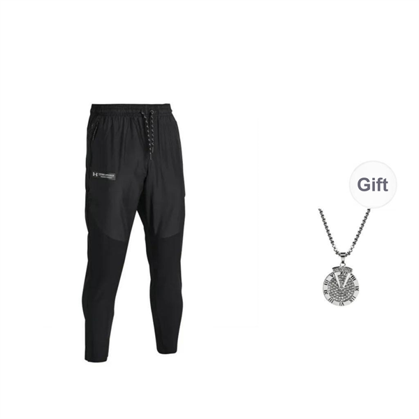 Under Armour RUSH Casual Pants Men's Black Comes With Necklace pz--5422787816622412083